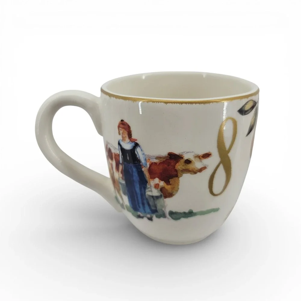 Williams Sonoma 12 Days Christmas Gold Numbers Mug 2012 2 &‎ 8 Coupe